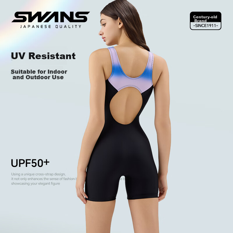 SWANS Women's One-Piece Swimsuit, Square Leg, Professional Training, Conservative, Plus Size, Slimming, for Swimming Pool Use, Size M