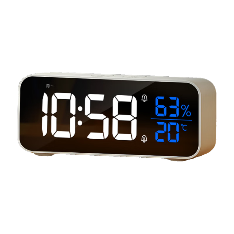 BBA Electronic Clock, Desktop TV Stand Clock, Swing Table LED Digital Simple Thermometer And Hygrometer, Multifunctional Rechargeable Large Volume Living Room Smart Alarm Clock for Back-To Season, Simple White