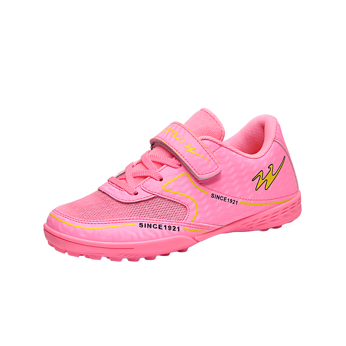 Shuangxing Children's Soccer Shoes TF Turf Studs Velcro Large Kids Student Youth Non-slip Wear-resistant Football Shoes Pink Size 39