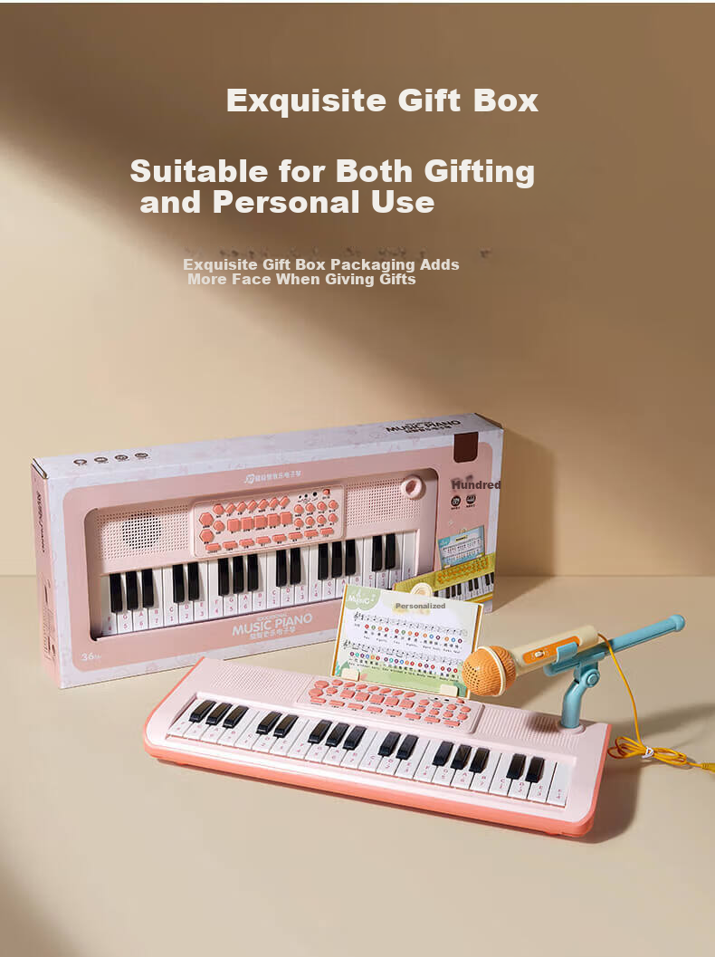 Leleyu 37-Key Electronic Keyboard, Children's Toy Instrument, Beginner Early Education with Microphone, Small Piano, Birthday Gift for Boys And Girls 18
