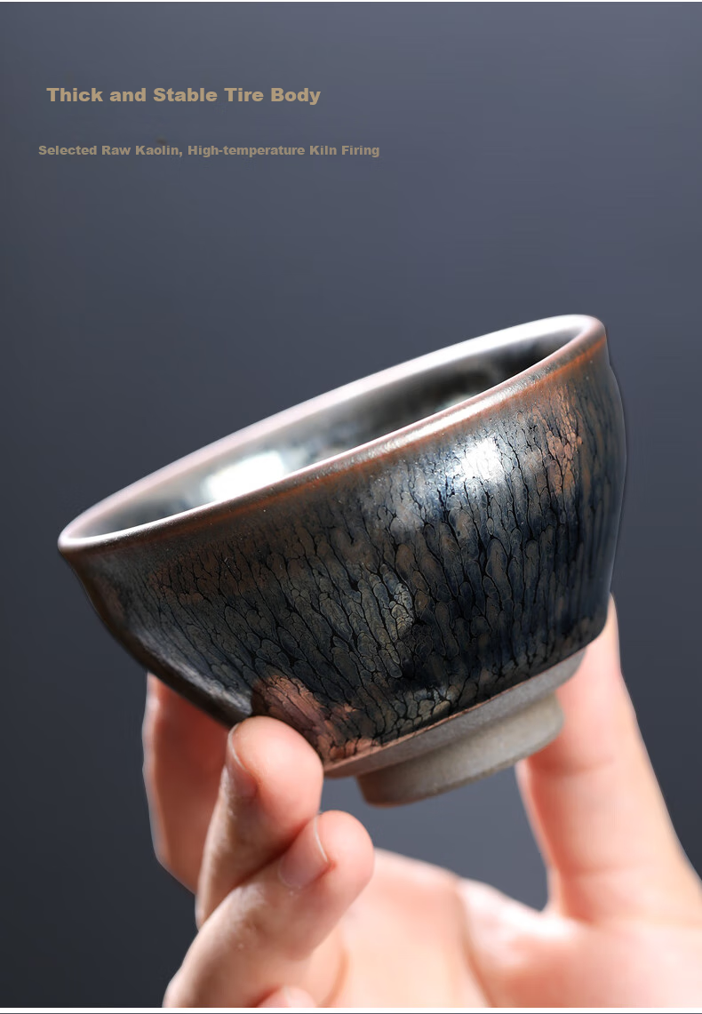 Yuanqingjiasheng Oil Drop Tea Cup, Tea Bowl, Host Cup, Tasting Cup, Tea Bowl, Personal Cup, Single Cup, Ceramic 16