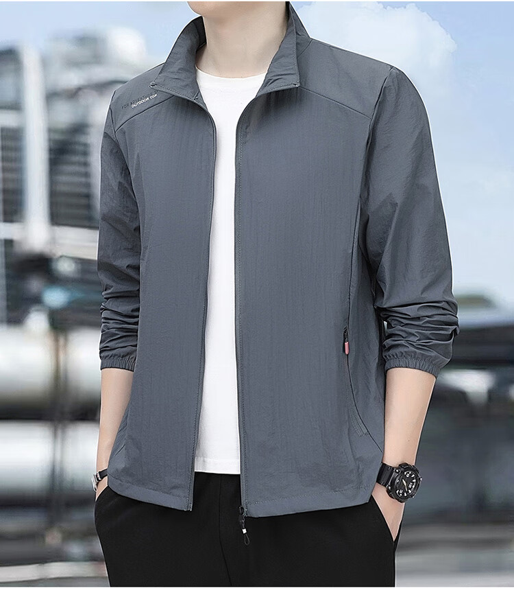JEEP SPIRIT Men's Summer Sunscreen Ice Silk Jacket UV Protection Breathable High-End Lightweight Quick-Dry Coat 4