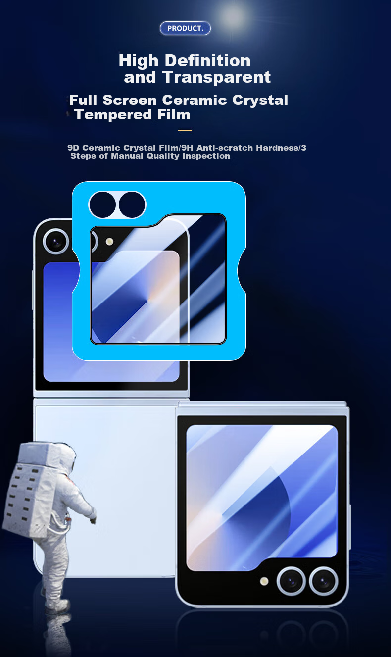 Smorss Screen Protector for Samsung ZFlip6 Foldable Phone And Samsung ZFlip7FE, High Definition Tempered Glass Film, Shatterproof Electroplated Anti-Fingerprint Protective Film - Outer Screen Film 1