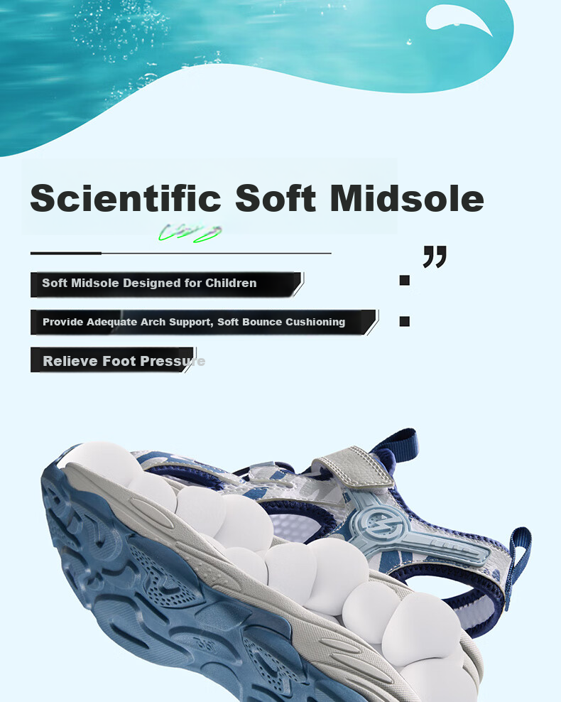 361° Children's Sandals, Summer 2026, for Boys And Girls Aged 3-12, Breathable, Anti-Collision, Closed-Toe Beach Sandals, Pink, Size 37 7