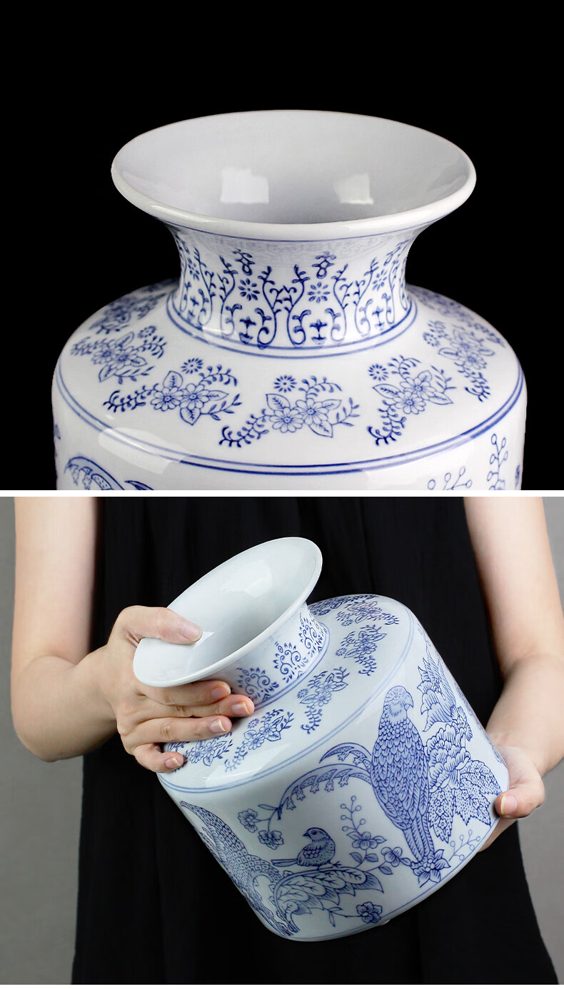 Qiju Yaji Ceramic Vase Living Room Study Decoration Good Meaning New Chinese Style Vase Parrot White Glaze Birdsong Flower Bloom 8 Inch 30007 2