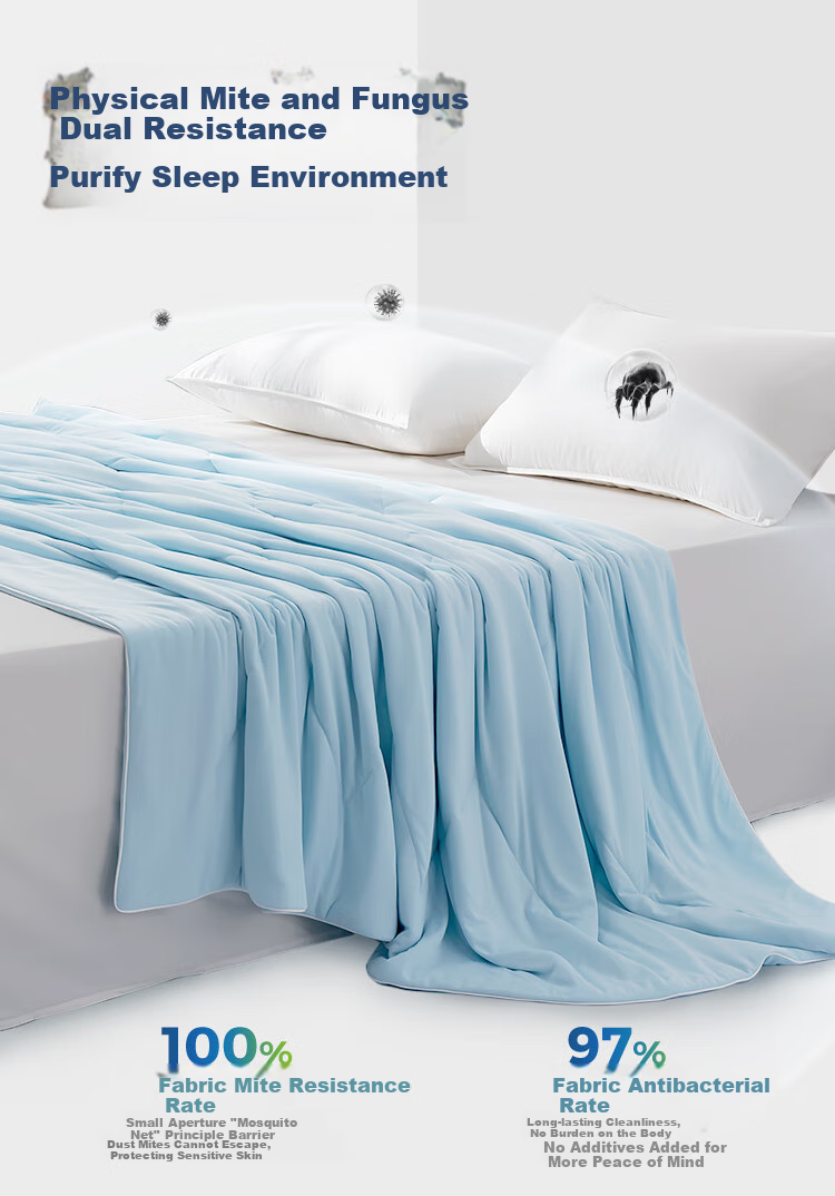 Anmino Anti-Mite Antibacterial Ice Silk Summer Cool Quilt, Class A Summer Air Conditioning Quilt, Machine Washable, Bare Sleeping Single Thin Quilt, Cooling Sensation Value 0.25 3