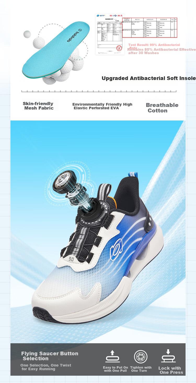 BALABALA Children's Shoes, Kids' Sneakers, Breathable Boys And Girls Footwear, Summer New Style Mesh Lightweight Running Shoes 9