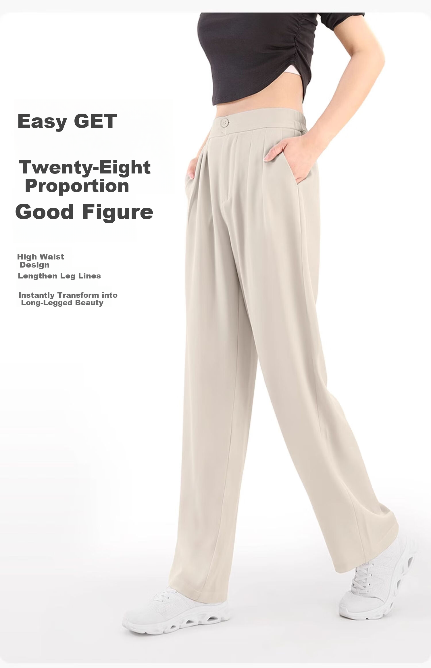 CAMEL Korean-Style Dress Pants, Black, Loose Casual Trousers, Apricot Color, High-End Drape, Straight-Leg Wide-Leg Pants Y24BY09012 3