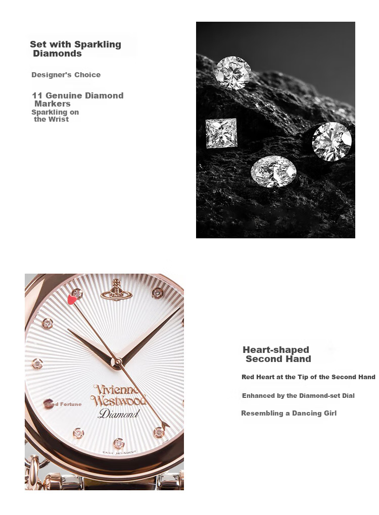Vivienne Westwood, Luxury Real Diamond Women's Watch, Gift for Girlfriend on Valentine's Day, VV006SLRS 7