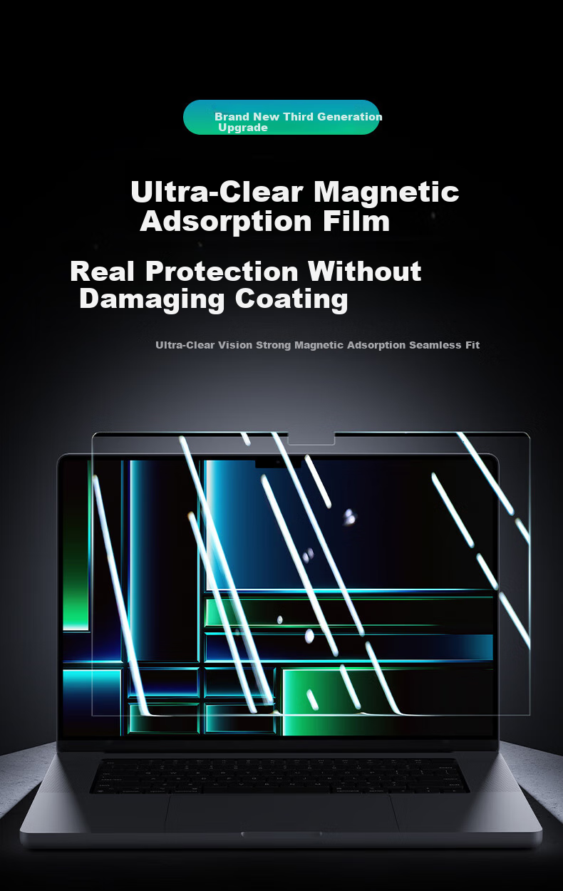DiYiGongFang Tempered Glass Screen Protector for Apple Laptops, Full Coverage Anti-Drop Protective Film for Macbook Pro 16 M1/M2/M3/M4 MAX, Anti-Scratch Protective Film 1