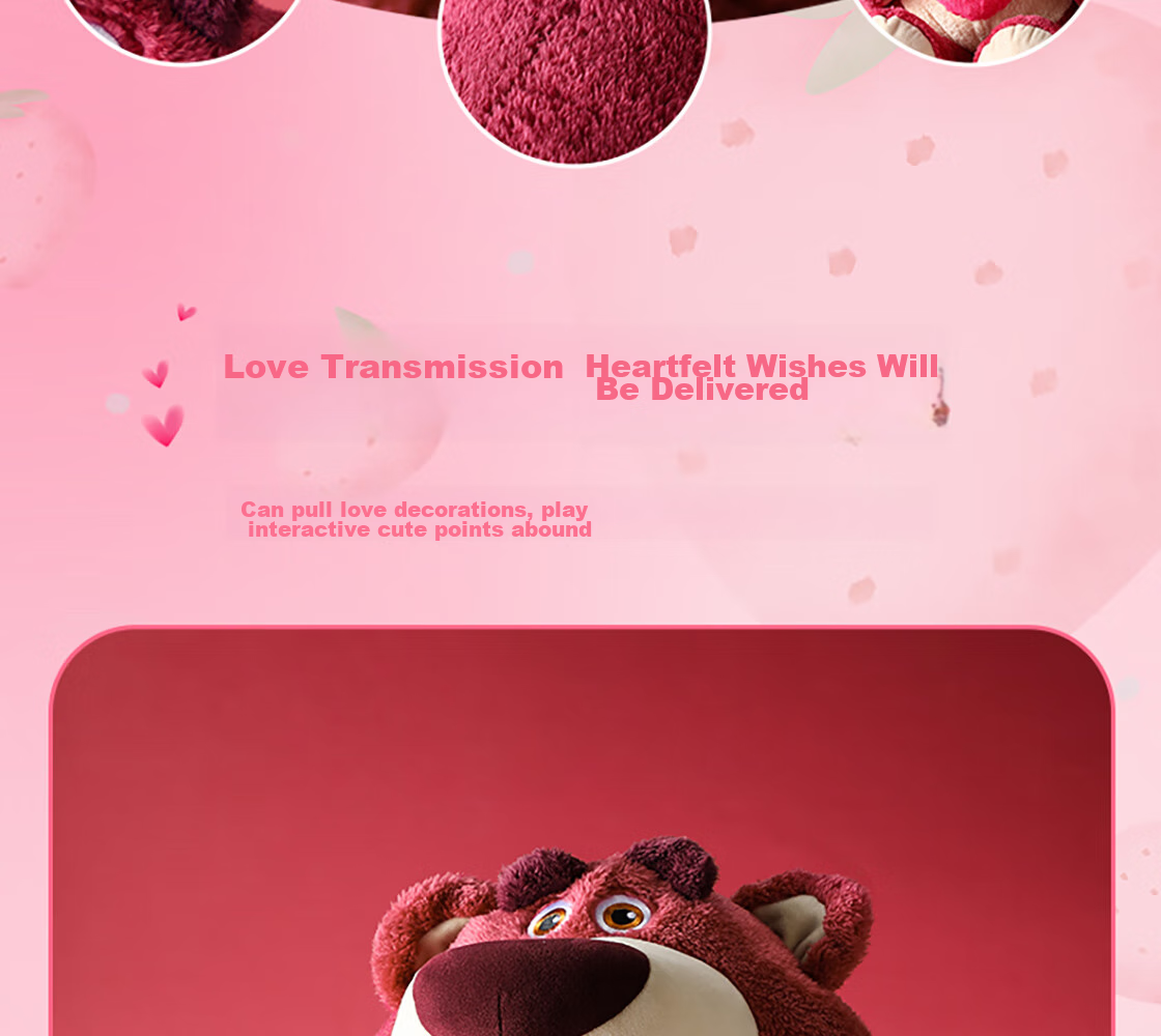MINISO Strawberry Bear Large Plush Doll Toy, Bedtime Companion Pillow, Birthday Gift for Girls, Officially Licensed 6