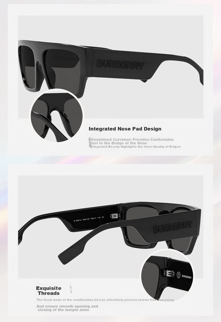 BURBERRY Sunglasses, Driving Sunglasses, Square Men's Modern Fashion Glasses, 0BE4397U, Authentic Product, Gift 4