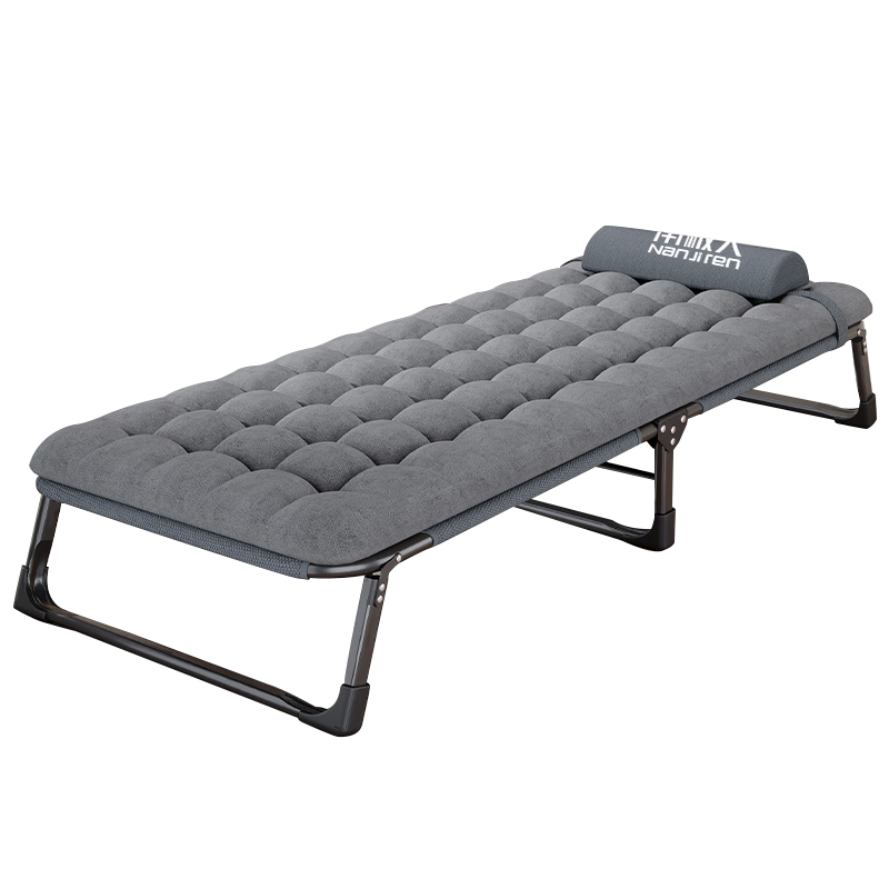 Nanjiren Folding Bed, Single Office Nap Cot, Accompanying Care Simple Bed, Double-Fold Bed with Gray Pearl Cotton Pad