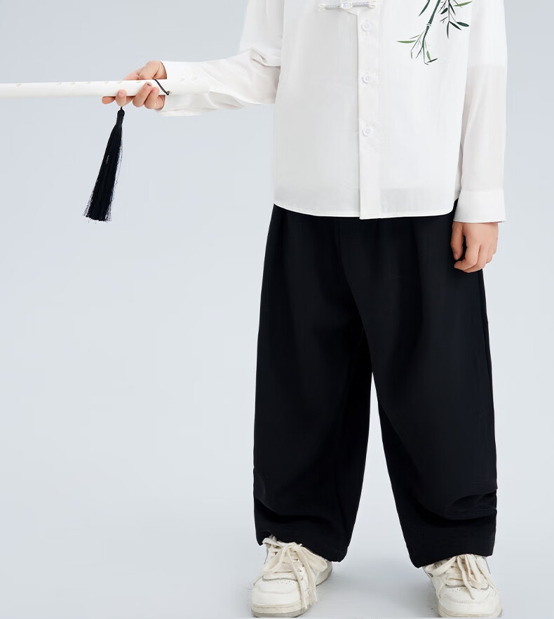 Luomeng Children's Chinese-Style Jacket, New Traditional Boys' Shirt, Versatile Spring And Autumn Bamboo Casual Shirt for Boys, White, Size 140 6