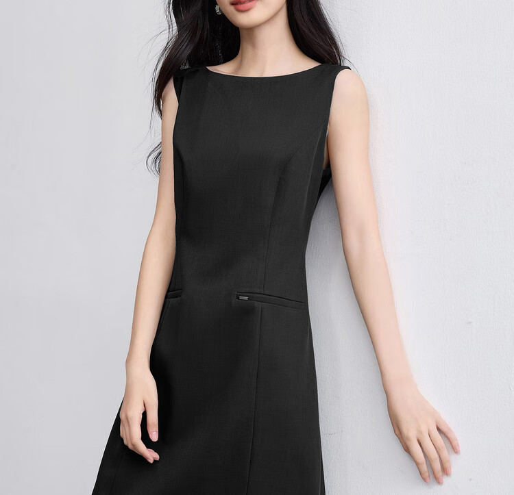 Sentubila Sleeveless Waist-Defined Slim Fit Elegant Gray Mid-Length Dress for Women Summer Office Wear 19