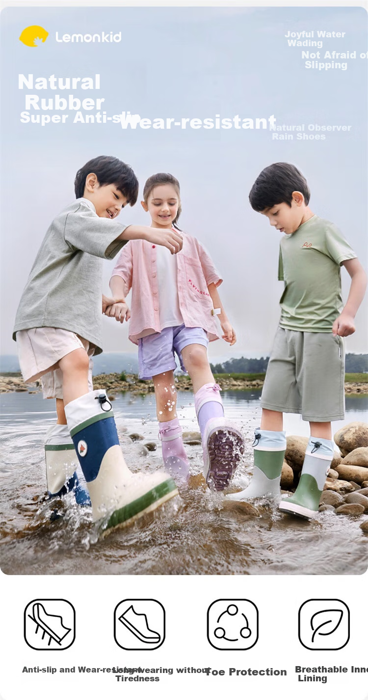 Lemonkid Children's Rain Boots, Non-Slip Water Shoes for Boys And Girls, School-Specific Rain Boots for Kids, Sequin Pink And Purple, Size 26 1