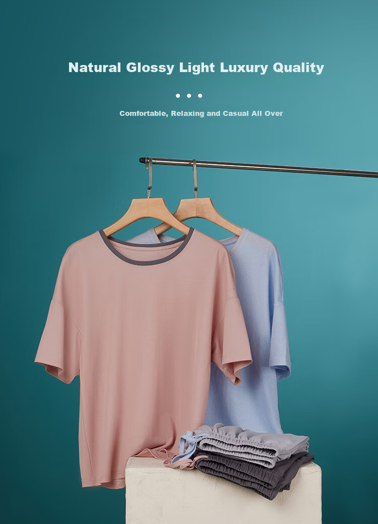 Yiershuang [Cooling] Women's Loungewear Set, Short-Sleeve Top And Long Pants, Comfortable Loose Pajamas for Wome 8