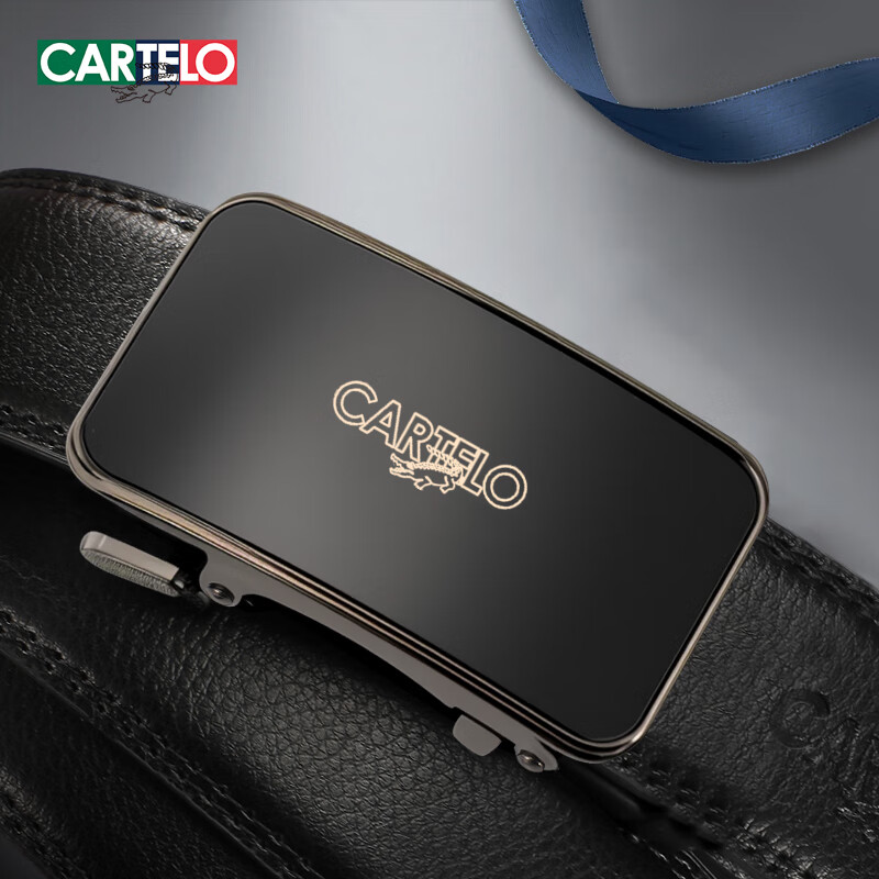 CARTELO Men's Leather Belt, Automatic Buckle, Casual Trouser Belt, Business Gift for Boyfriend on Birthday Or Valentine's Day