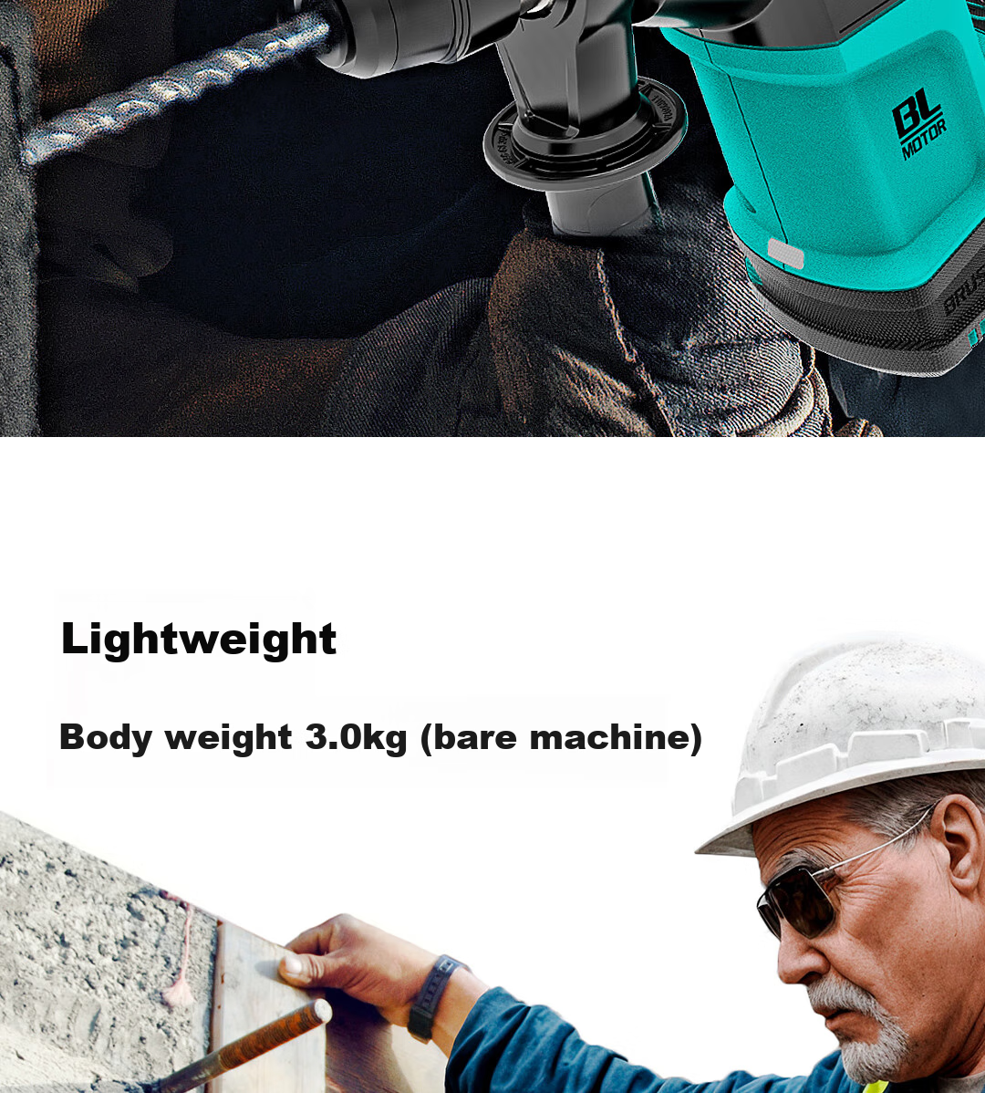 Dayi Electric Hammer, 20V Lithium Battery Brushless Electric Hammer, Impact Drill, High-Power Hammer And Pick Dual-Use, for Concrete, A7-28S Bare Tool 11