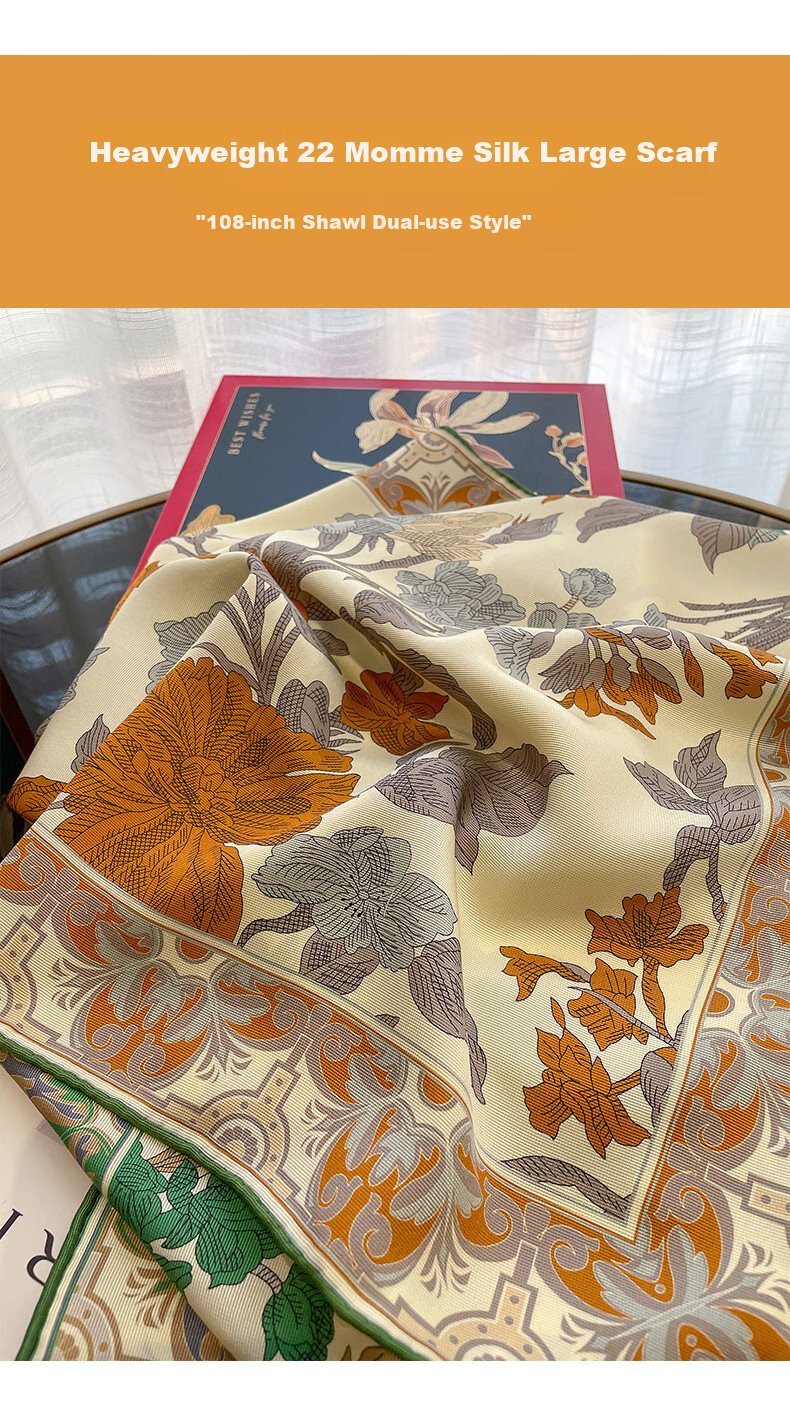 Hangsilu 22 Micron Silk Scarf for Women, Iro Silk Shawl, Birthday Gift for Mom And Elders, High-End Mid-Autumn Festival Present 5