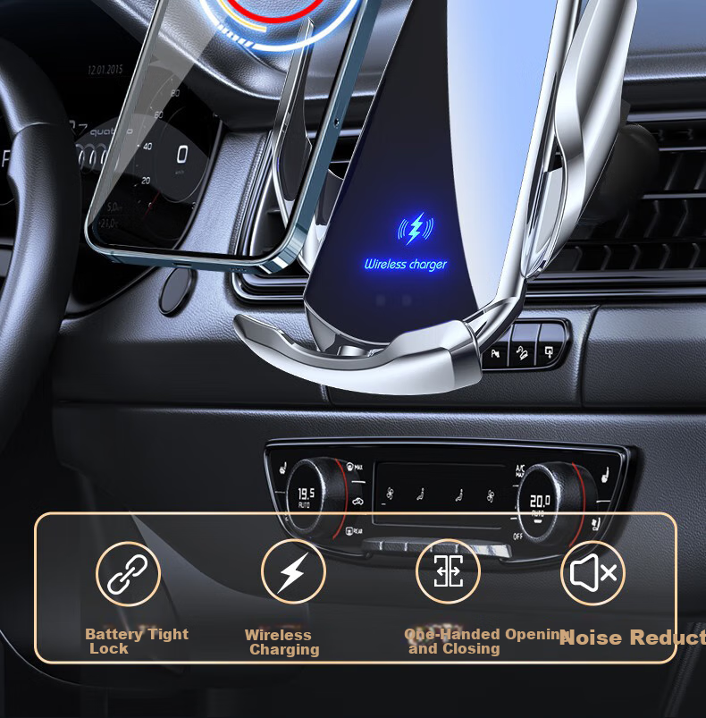 Huashi Car Phone Holder, Wireless Charging, Car Charger, Navigation Clip-On, Automatic Sensing Mount 8