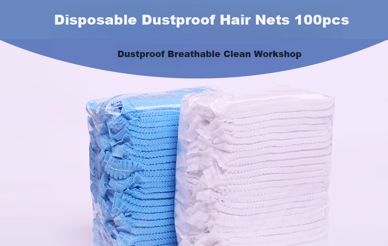Aidier Disposable Non-Woven Hat Covers, Kitchen Strip Dust-Proof Caps, Blue Double-Strap, 100 Pieces, CW129078 1
