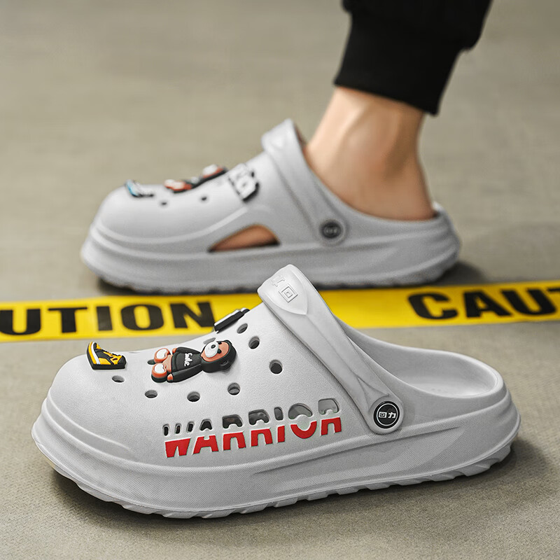 Warrior Official Men's Summer 2026 Outdoor Breathable Slip-On Shoes Non-Slip Slippers Gray Size 43 5