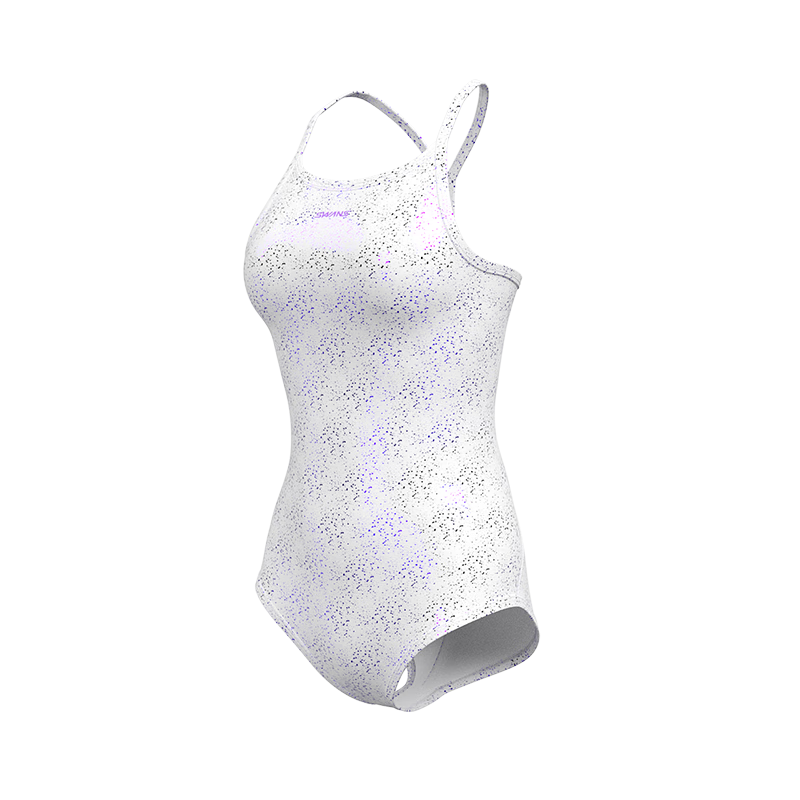 SWANS Women's Swimsuit, Professional Training One-Piece Triangle Swimwear, Quick-Drying, Chlorine-Resistant, Sun Protection, Slim-Fit Swimsuit, White, Size L