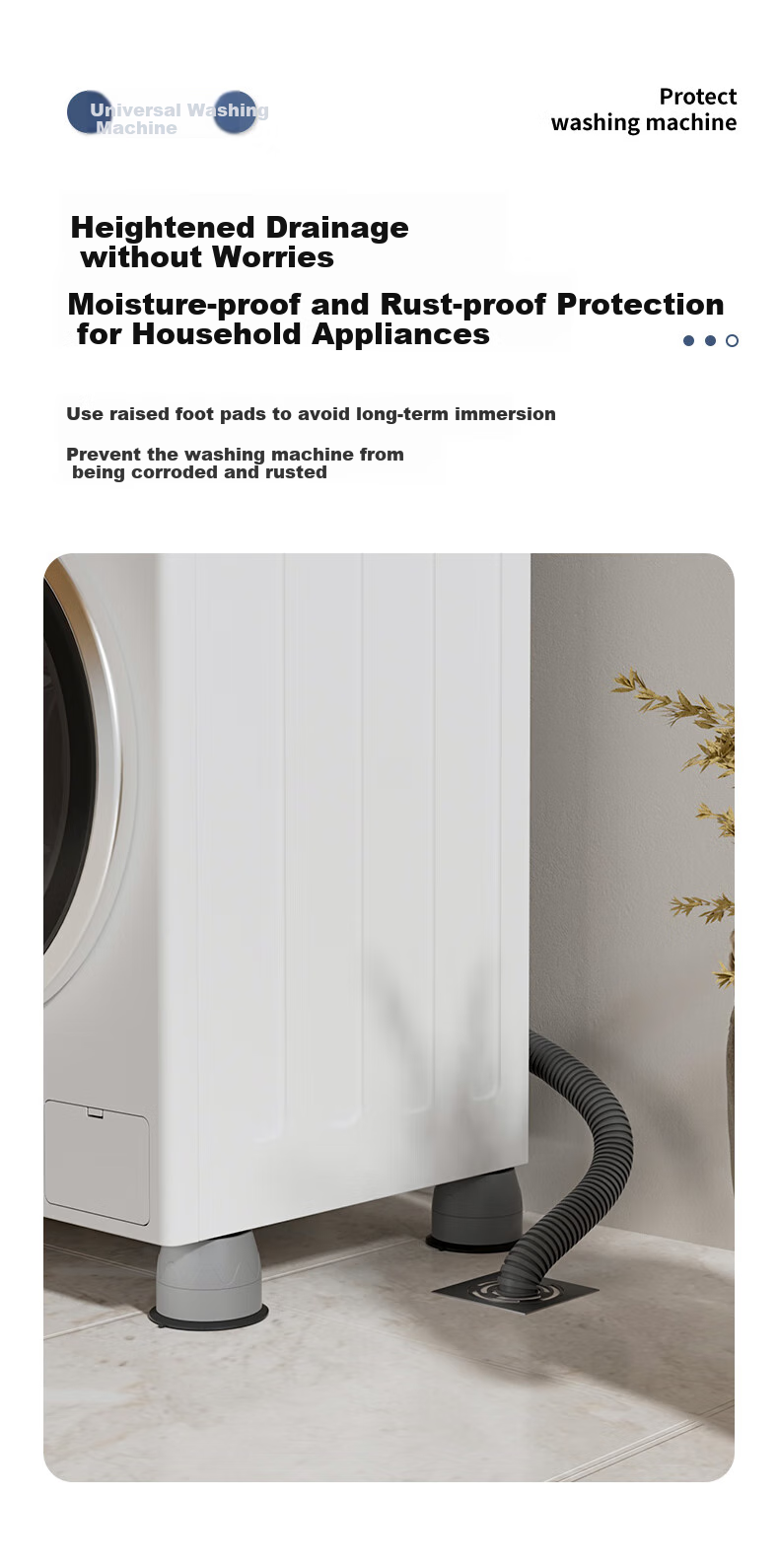 Zhaizhiduo Washing Machine Base Stand, Universal Drum Washing Machine Pad, Anti-Slip And Anti-Vibration Foot Pad 5