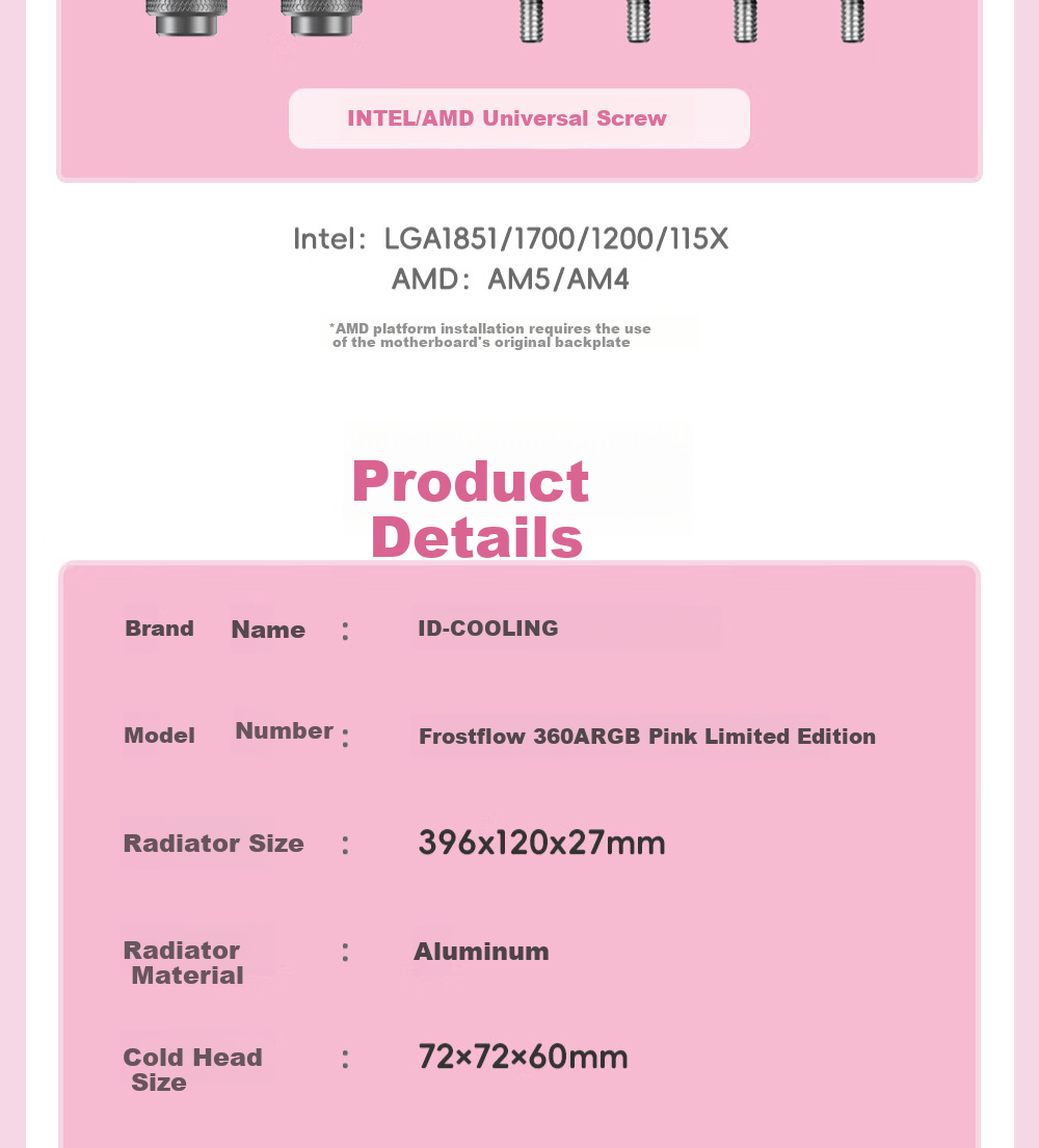 Kulin (IDCOOLING) Frost Kingdom 360 ARGB Pink Limited Edition, All-In CPU Liquid Cooler, FX360 INF PINK 4