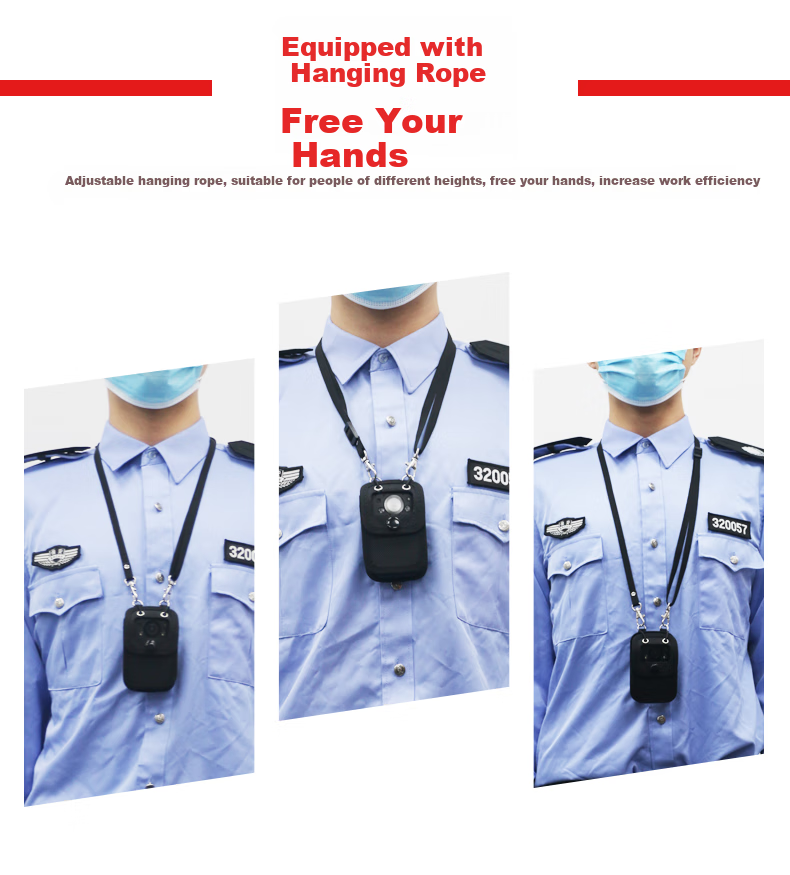 Zhifa1hao Law Enforcement Body Camera Accessory Protective Case Chest-Mounted Leather Case with Lanyard, Elastic Strap, And Dust-Proof Bag 4