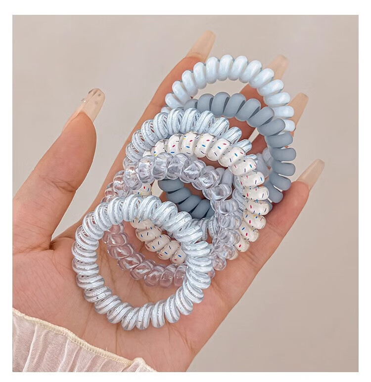 BQI Blue Telephone Cord Hair Tie for Women, High Elasticity Hair Band, Simple Elegant Durable Hair Tie, 2025 New Hair Accessory 4