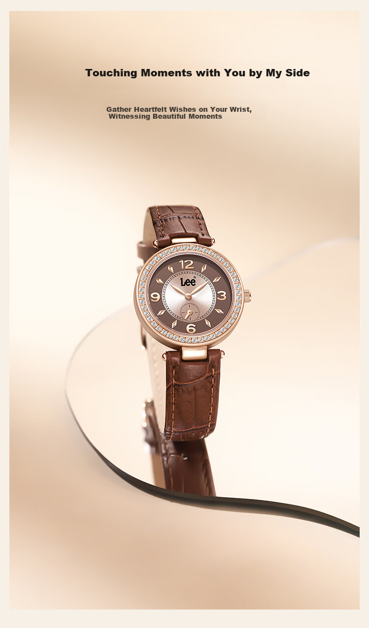 Lee Women's Watch, Simple Leather Strap, Compact Vintage Light Luxury Quartz Watch, Birthday Gift, 2026 New Model M498, Brow 7