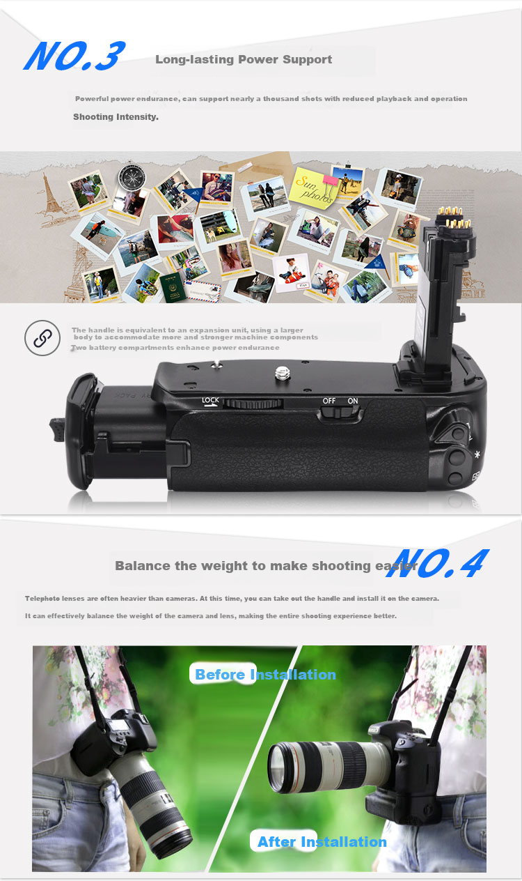 Sidande 6D Mark II Grip for Canon 6D2 DSLR Camera, Vertical Shooting Assistant Battery Box 3
