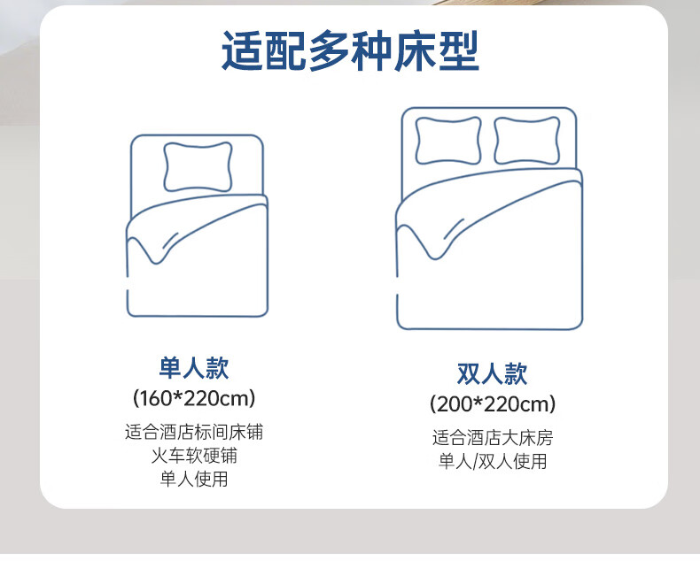 Grace Disposable Sleeping Bag, Hotel Hygiene Travel Bed Sheet Set, Four-Piece Single/double Bedding Set, Integrated Design, 2-Pack 4