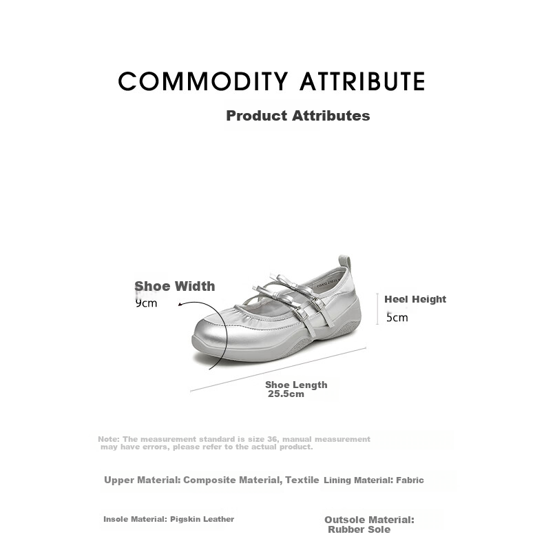 TATA Silver Casual Mary Jane Shoes for Women, Sporty Ballet Flats, Autumn Season CGA02CQ4, Beige, Size 36 3