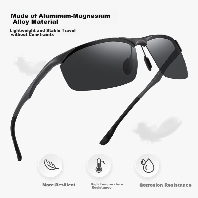 HELEN KELLER Polarized Sunglasses for Men, Driving Glasses, Aluminum-Magnesium Sports Sunglasses, Cycling Goggles HK626P06