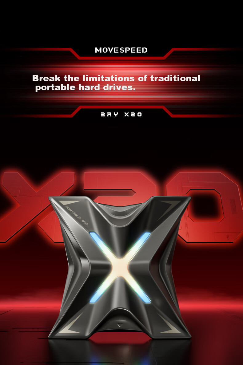 MOVE SPEED 2TB Portable Solid State Drive (PSSD), SSD External Hard Drive, High-Speed Particles Directly Connected to Phone, Read Speed up to 2000MB/S, External Gaming Large Capacity 4