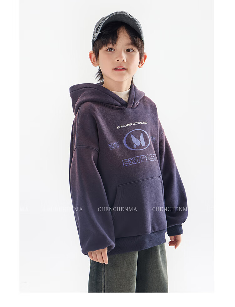 Chenchen Mom Gradient Parent-Child Gradient Color Hooded Fleece Sweatshirt 6762D 15
