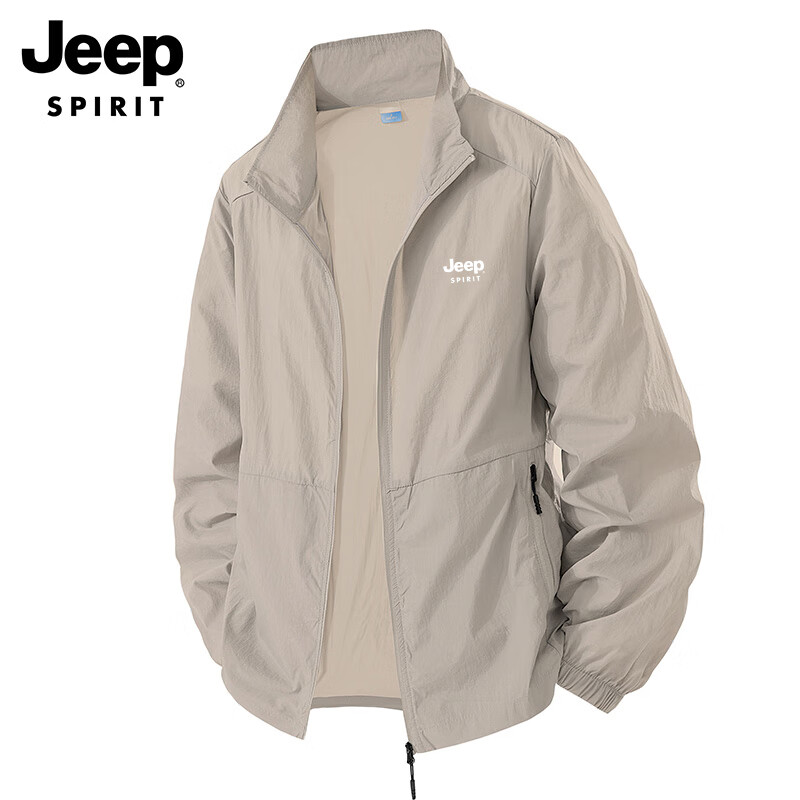 JEEP SPIRIT Men's Sun Protection Skin Jacket Summer Outdoor Sports Lightweight Jacket UV Protection Coat