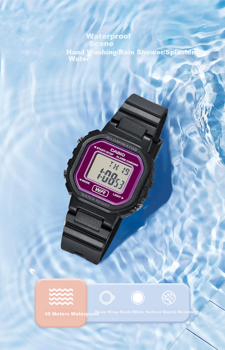 Casio Student Watch, Compact Sports Square Watch, Digital Watch for Men And Women, LA-20WH 2