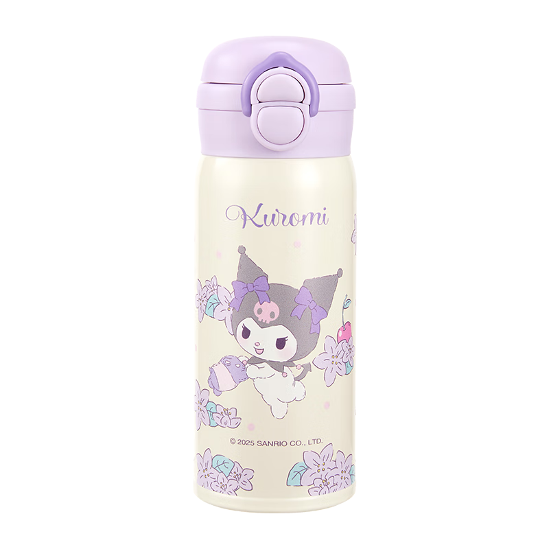 MINISO Kuromi Leisi Dual-Drinking Series 304 Stainless Steel Children's Insulated Cup, 360mL