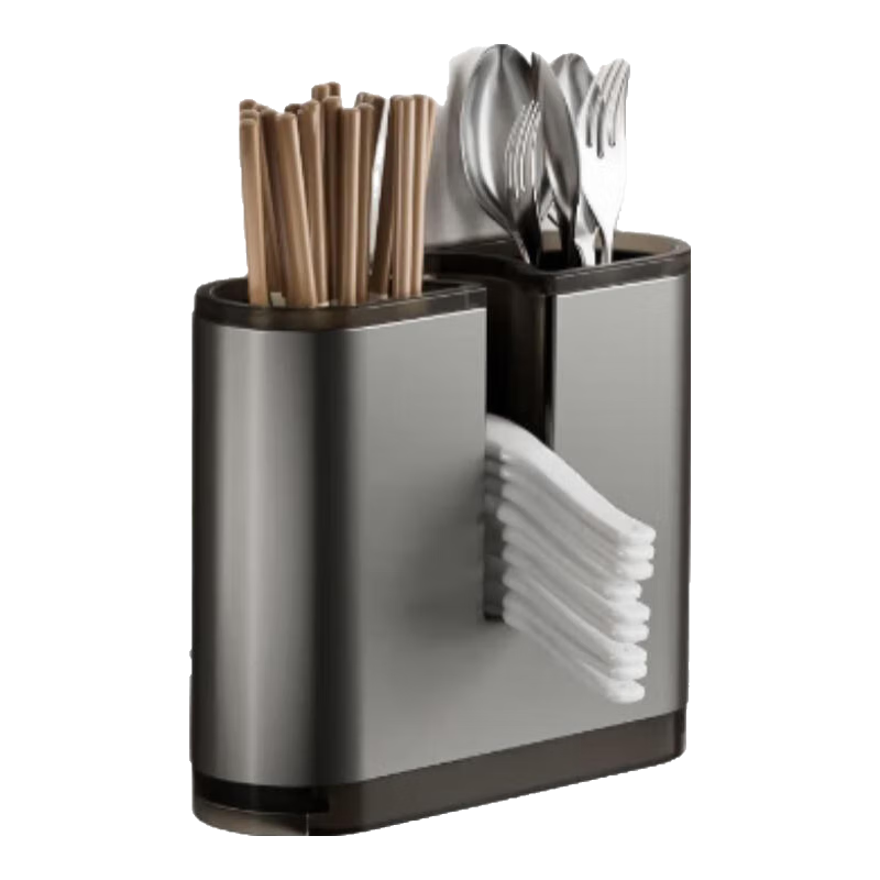 JD Original Kitchen Storage Rack, No-Drill Wall-Mounted Chopstick Holder, Space Aluminum Storage Box, Chopstick Cage Draining Organizer Shelf