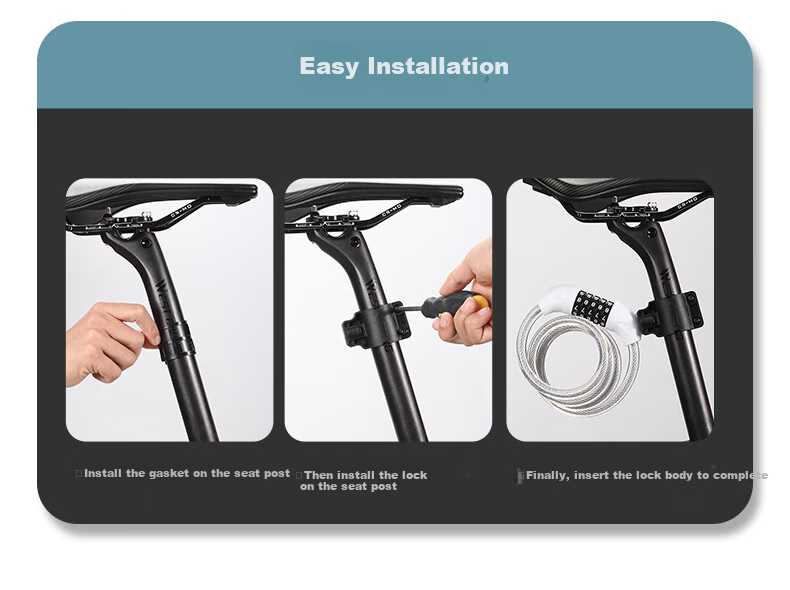 WestBiking Bicycle Lock, Anti-Theft Lock, Combination Lock, Steel Cable Lock, Portable Bike Lock, White 4