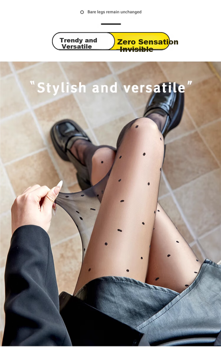 XUEXIMAN Sexy Stockings for Women, Black Silk, Polka Dot Pattern, Ultra-Thin, Bare Leg Effect, Autumn Season, Pure Desire, Sexy Pantyhose 2