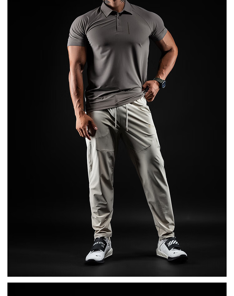 Monster Guardians Men's Sports Short Sleeve 3D Texture Trendy Moisture-Wicking Slim Fit Polo Shirt Brown Gray M 6