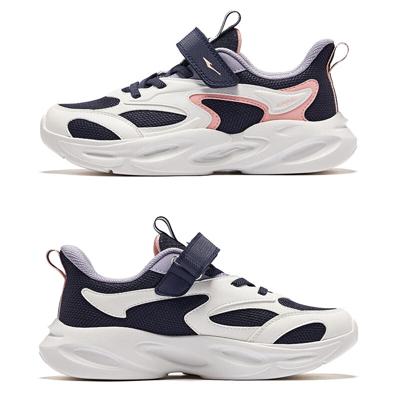 ERKE Children's Casual Shoes for Boys And Girls, Big Kids Leather Upper Mesh Running Shoes, Micro-Crystal White/misty Gray, Size 40 15