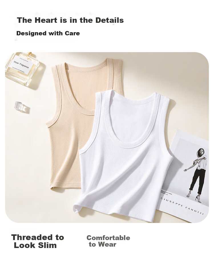 MiiOW U-Neck Tank Top for Women, Lightweight Summer Wear, Anti-Exposure Inner Layer, Elastic Camisole, Sleeveless Beautiful Back Top 6
