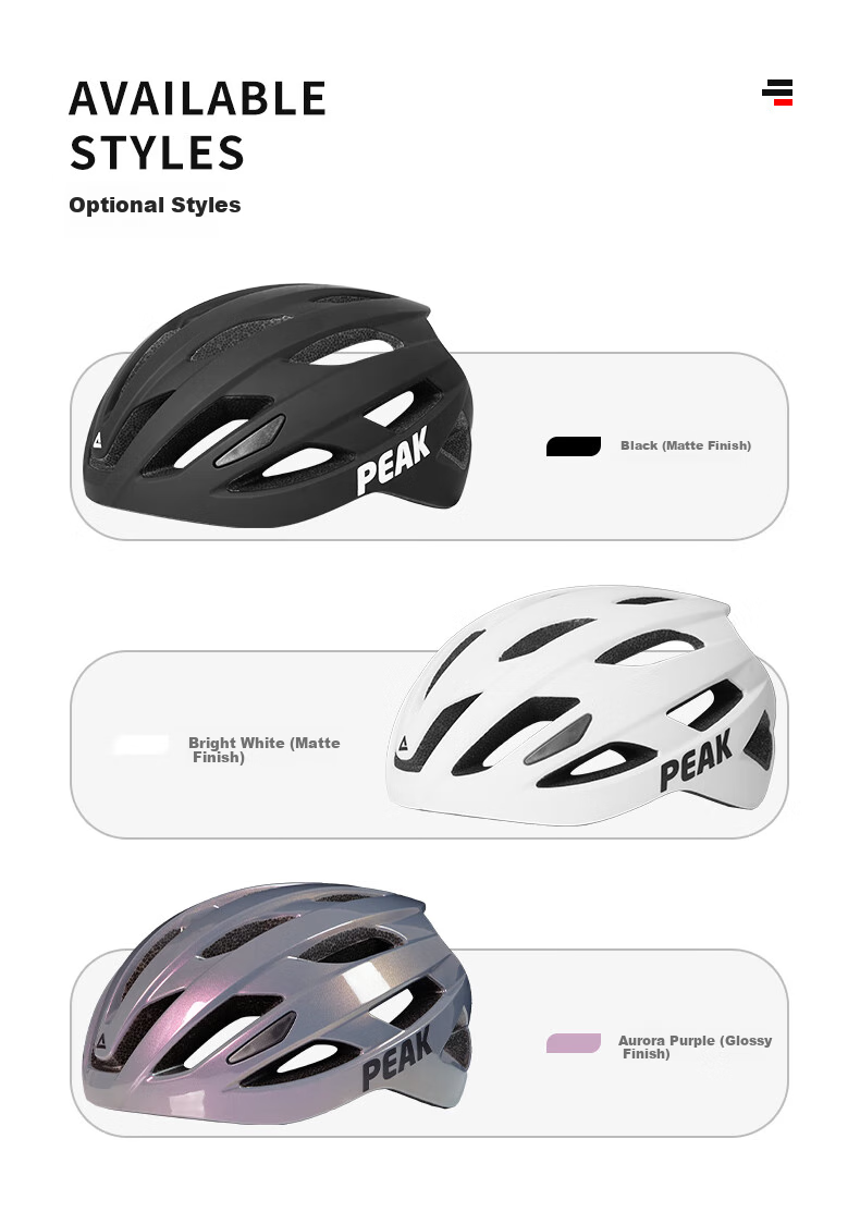 PEAK Bicycle Helmet for Men And Women, One-Piece Molded Safety Helmet for Mountain And Road Bikes, Ventilated Cycling Helmet, Gradient Purple 9