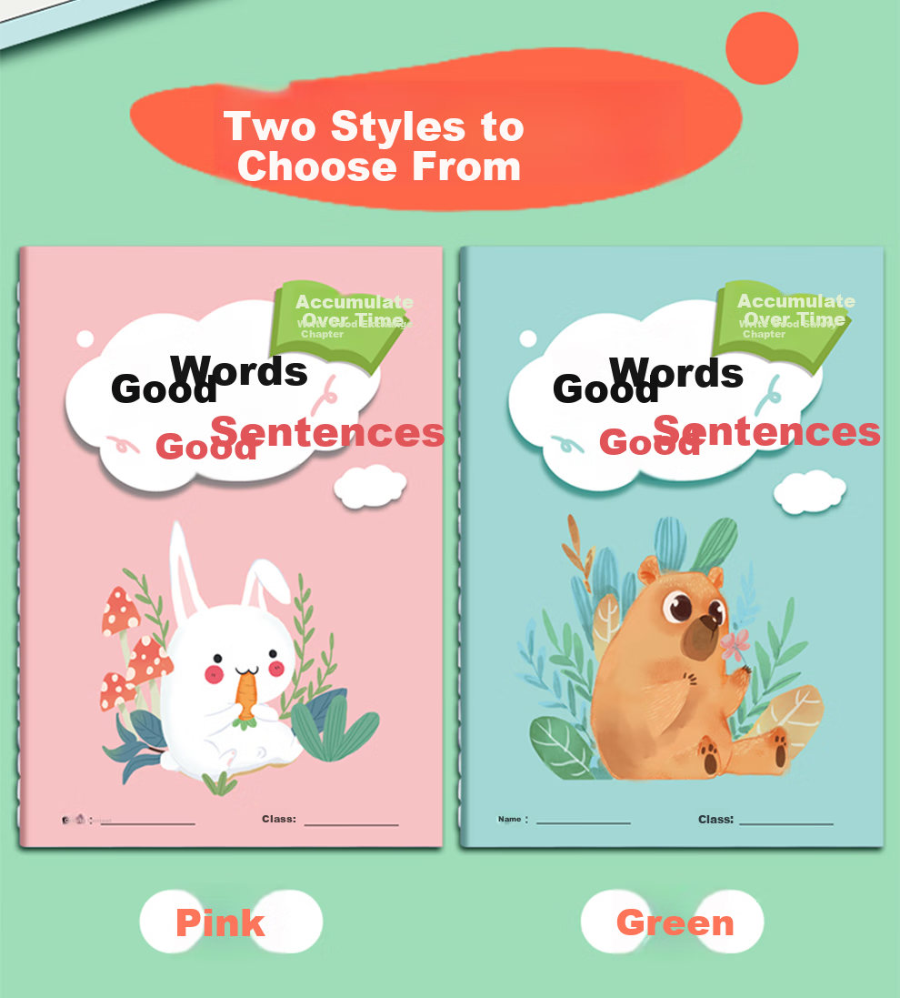Faramon Elementary School Student's Daily Accumulation Reading Notes, Good Words And Sentences Collection Notebook, Reading Record Book, Vocabulary Accumulation Student Record Book, Pink Rabbit, 10 Books 3
